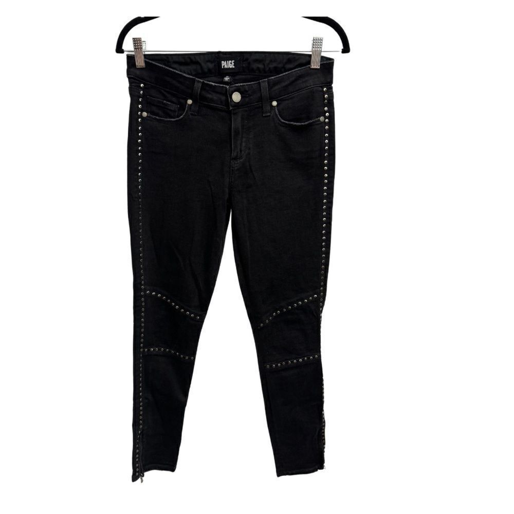 PAIGE Black Studded Skinny Jeans